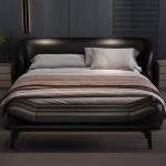 "Apricot Color Casual Cushioned Artificial Leather Solid Color Bedroom Bench, 59"L x 18"W x 17"H"