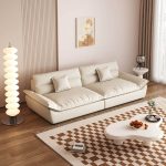 "Citrus Color Standard Sofa, Seats 3, Scratch-durable in Modish Solid Color Style, Orange, Tech Cloth"