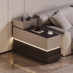 "Stool Table with Natural Top on Block Base, Midnight Black, Rectangular, Compartment, Tray Top, Shelf, 1 Drawer, 35.5"L x 12"W x 24.5"H"