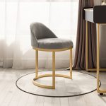 "Elegant Upholstered Vanity Stool with Storage, Metal Frame and Contemporary Design - Green"