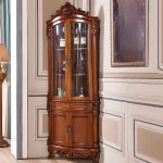"Modern Simple Style Corner Utility Cabinet with Drawer, Glass-panel Door, Drawer Bars, Closet in Espresso, Brown"