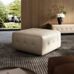 "Casual Solid Color Light Gray Stitch-tufted Accent Stool with Decorative Nailhead and Upholstered Seat on Base, Light Gray"