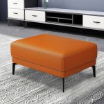 "Contemporary Leather Rectangle Ottoman with Black Legs, Water Resistant and No Assembly Required - Blackish Green"