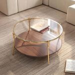 "30" Glass Top Walnut 2-Tiered Coffee Table"