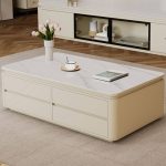 "Square Board Game Coffee Table with 6 Drawers and 1 Cabinet, 51"L x 27.5"W x 21.5"H, Dark Grey/ Grey"