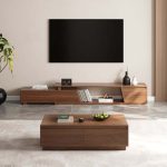 "47" Mid Century Rectangular Walnut Block Coffee Table"