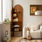 "Trendy Corner Independent Decorative Cabinet with 5 Exterior Shelves, Timber Countertop in Sepia, 21"L x 21"W x 71"H"