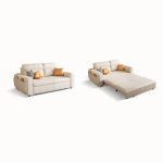 "Full Size Scratch-defiant Sleeper Sofa with Locker Storage, Latex Fill, Cushion Back, Pillow, 2 Seater, 71"L x 34"W x 33"H, Anti Cat Scratch Leather"