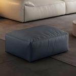 "Modern Upholstered Accent Stool with Square Base and Solid Color Design - Dark Gray 1 Piece"