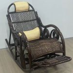 "Craftsman Cane Rocking Armchair with Track Arm, Light Brown"