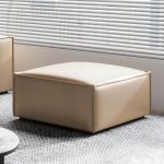 "Modern Upholstered Accent Stool with Wood Frame and Solid Color Seat - 1 Piece 39.5"L x 39.5"W x 14"H PU (Polyurethane) Dark Gray"