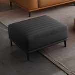 "Modern Upholstered Accent Stool with Solid Color Seat and Pine Wood Legs, Medium Height - Dark Gray 1 Piece"