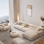 "L-Shape Right Sofa Recliner with Concealed Support for Drawing Room, 142"L x 67"W x 30"H, Milk Fleece"