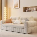 "Tufted Back Stain Resistant California King Size Futon Daybed with Stockroom Storage, Stitch-tufted, for 2, and Square Arm"