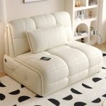"Stain Resistant Convertible Sofa Daybed with Sponge Fill, Includes Pillow, Button-tufted, Twin Size, Seats 1, Pillow Back, 51"L x 39"W x 39"H"