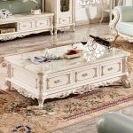 "Rectangular Shape Marble Stone Coffee Table with 3 Drawers, 51"L x 31"W x 19"H"