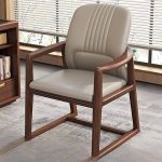 "Minimalist Solid Color Arm Chair with Tight Back in White and Armrest, Anti Cat Scratch Leather"