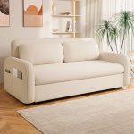 "Twin Size Futon Daybed with Container Storage, Loose Back, Latex Fill, Loveseat, Square Arm, Pillow, 46"L x 33"W x 31"H"