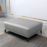 "Rectangle Footstools Genuine Leather 23.4 Inch Width Standard Foot Stool - 1 Piece Light Gray 35"L x 24"W x 17"H"