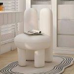 "Wooden Vanity Stool with Upholstered Seat and Back in Modern Style - Black 1 Piece"