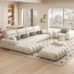 "L-Shape Reversible Concealed Support Sofa Recliner with Round Arm & Natural Wood Frame, 157"L x 71"W x 37"H+35"L x 28"W x 15"H, Genuine Leather"