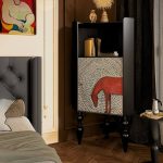 "Casual Standalone Midnight Black Wood Painted Rectangular Utility Storage Cabinet with 1 Cabinet and Cabinet Knobs, Black, 45"L x 16"W x 33"H"