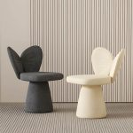 "Modern High-Back Upholstered Vanity Stool with Wood frame and Swivel Feature - Blue 2 Piece Set"