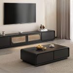 "Classic Wooden Oblong Side Table with 2 Cabinets, 47"L x 27.5"W x 16.5"H"