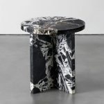 "Simplistic Rounded Coal Marble Top Stool Table/Table Only with Stump Base, 18"L x 18"W x 18"H"