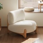 "Minimalist Floral Pattern Side Chair with Cushion Back in White, Slipcovered, Jacquard Fabric"
