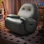 "Faux Leather Standard Recliner Power-Push Botton Massage Recliners with Storage - Green Adjustable Swivel Rocker"