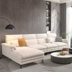 "Straight Horizontal Sofa Couch in Ivory with Pine Wood Frame, Cotton and Linen, 102"L x 36"W x 39"H"