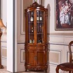 "Mid-Century Modern Independent Nook Utility Storage Cabinet with 1 Drawer, 2 Cabinets, Glass-panel Door and Grip Bars, Brown"