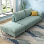 "Right-hand Arm Lemon Color Living Spaces Chaise Lounge with Ottoman"