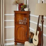 "Solid Oak Free Standing Accent Cabinet for Drawing Room, Walnut, 19"L x 19"W x 82"H"