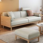 "Modern Simple Style Floor Sofa with Removable Cushion for Drawing Room - 79''L x33.5"W x 35"H Off-White Tech Cloth"