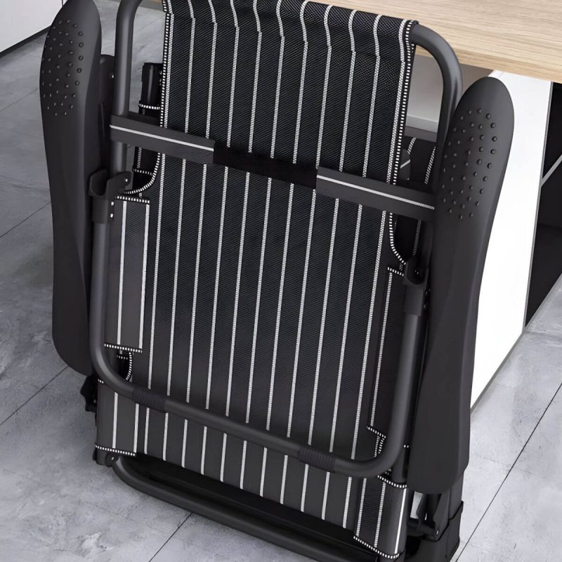 "Small Modern Recliner with Massage Function and Striped Pattern, featuring Metal Legs - Matte Black Not Available Deck Chair"