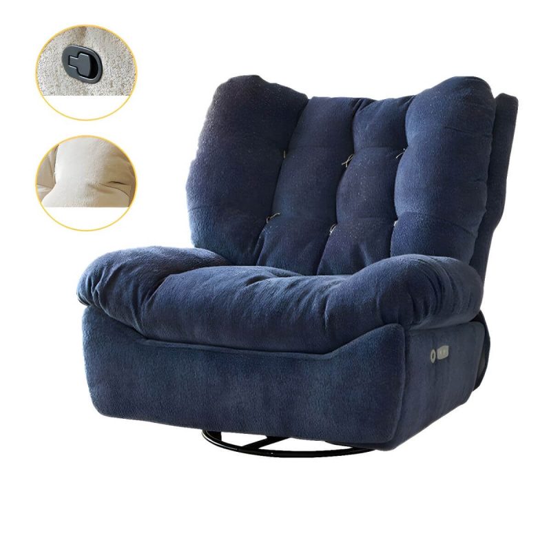 "Modern Chenille Wing Chair Recliner with Tufted Design and Standard Size - Royal Blue Manual Recline Standard (No Motion)"