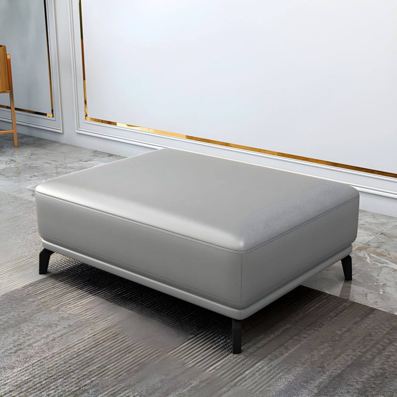 "Rectangle Footstools Genuine Leather 23.4 Inch Width Standard Foot Stool - 1 Piece Light Gray 35"L x 24"W x 17"H"