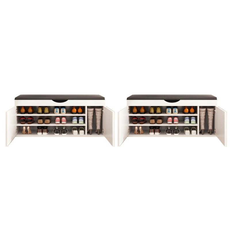 "Indoor Solid Color Contemporary Rectangle Wood with Storage Standard - 2 Piece Set White 39.5"L x 14"W x 20"H"