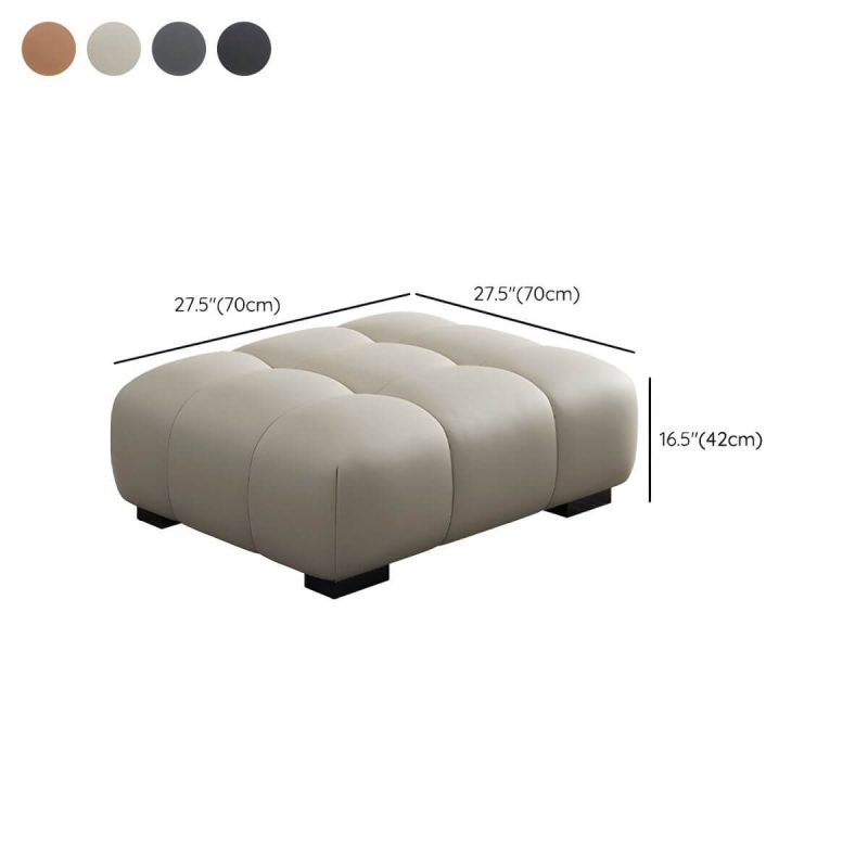 "Dimension of Upholstered Modern Pine Accent Stool with Tufted Seat and Wooden Legs - Black 1 Piece"