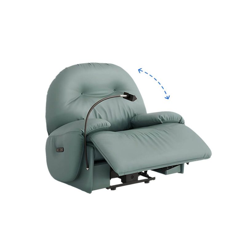 "Faux Leather Standard Recliner Power-Push Botton Massage Recliners with Storage - Green Fixed Rocker"