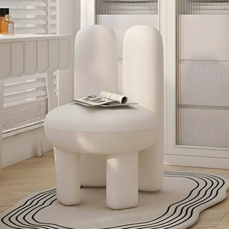 "Wooden Vanity Stool with Upholstered Seat and Back in Modern Style - Black 1 Piece"