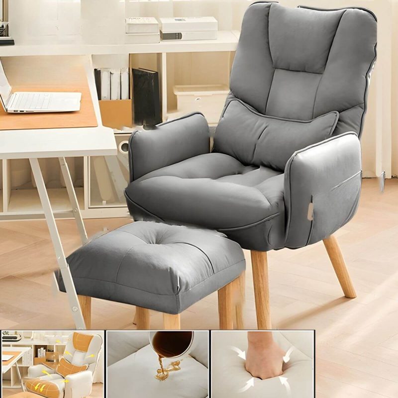 "Modern Ergonomic Recliner with Lumbar Support and Storage Included - Gray Recliner with Ottoman"