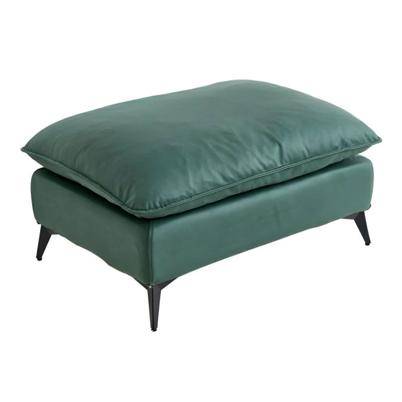 "Modern Upholstered Accent Stool with Wooden Legs - Medium Height (17" - 19") - Peacock Blue 1 Piece"