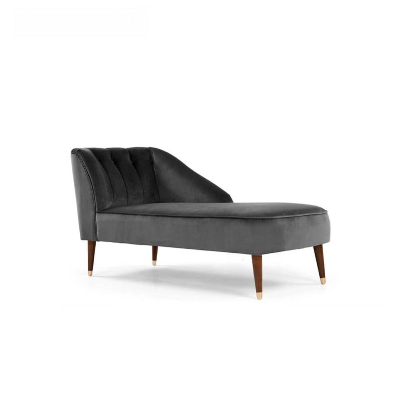 "Gray Left-side Arm Upholstered Lounge Chaise for Bedroom"