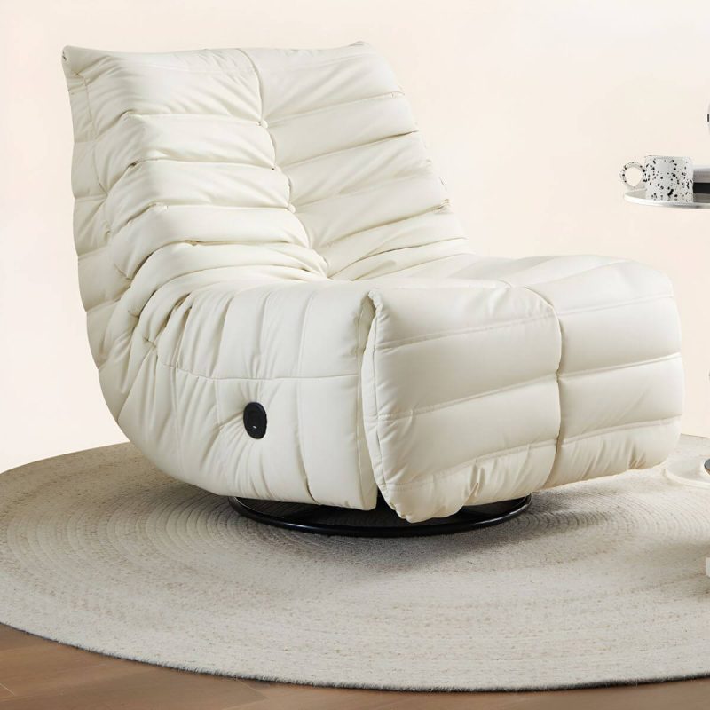 "Bonded Leather Recliner Chair Solid Color Metal Indoor Storage Reclining - Gray Power - Push Button"