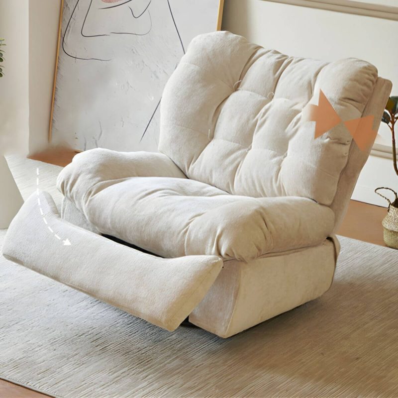 "Modern Chenille Wing Chair Recliner with Tufted Design and Standard Size - Dark Green Power Recline Swivel Rocker"