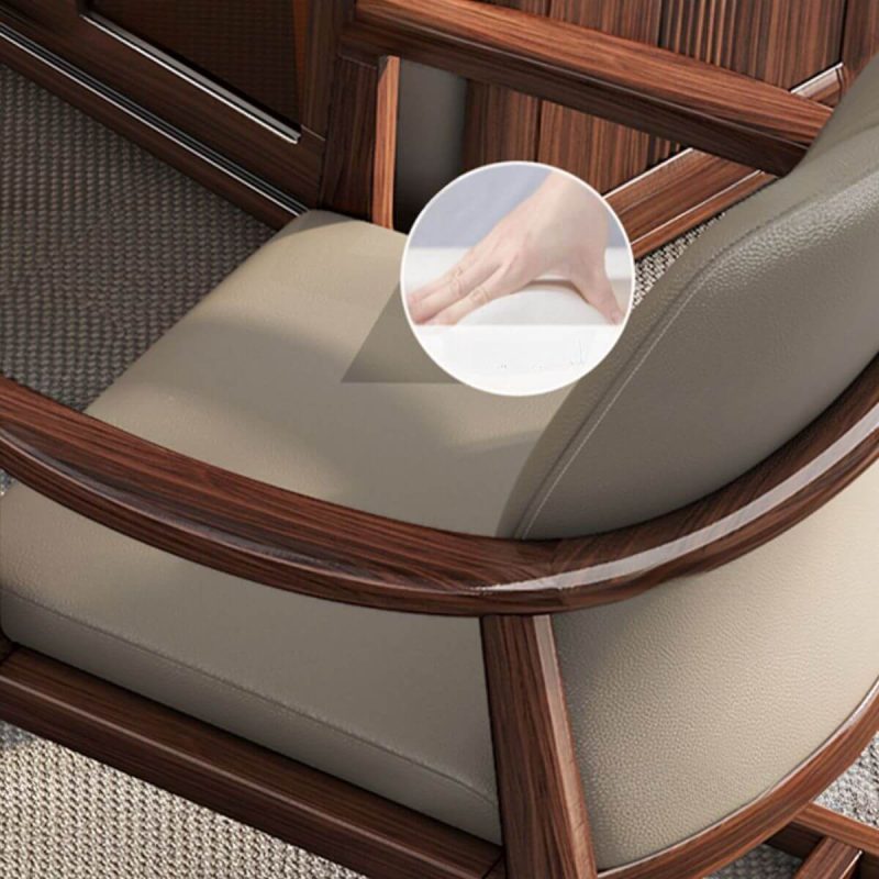 "Minimalist Solid Color Arm Chair with Tight Back in White and Armrest, Anti Cat Scratch Leather"