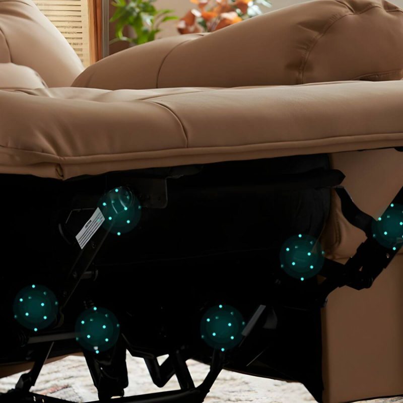 "Ergonomic Modern Recliner with Lumbar Support and Stain-Resistant Faux Leather Upholstery - Mint Green Deck Chair Power Recline Swivel Rocker"
